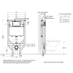 Johnson Suisse Econo flush In-wall Cistern Framed J2986_SPEC