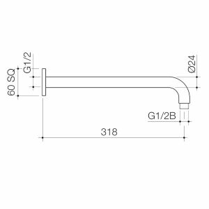 Caroma Luna Right Angle Shower Arm Matte Black_SPEC