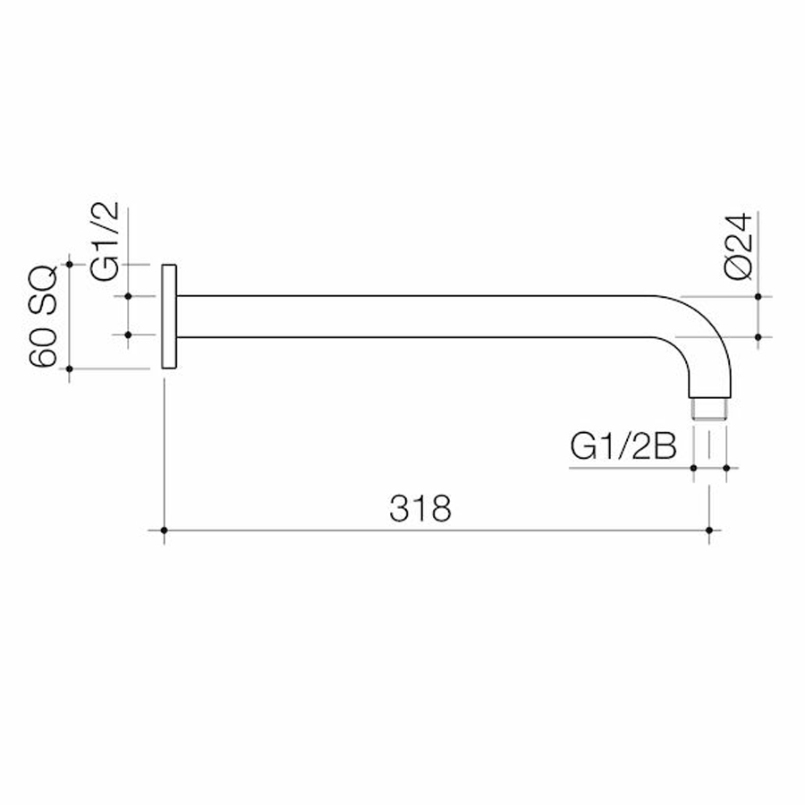 Caroma Luna Right Angle Shower Arm Matte Black_SPEC