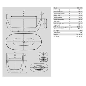 KALDEWEI Meisterstück OYO DUO 1630mm Freestanding Bath Alpine White 01-1050-4035_IMG3