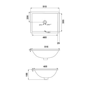 Studio Bagno Cattura Rectangular Under Counter Basin with Integrated Overflow CTA51UC_IMG3